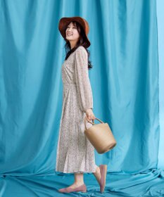 Tiaclasse 【洗える】花柄シフォン袖ワンピース