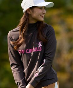 PW CIRCULUS 【吸水速乾 / UV遮蔽率99.5% UVカット / ストレッチ】【WOMEN】ラビットグラフィック ロングスリーブモックT ゴルフウェア レディース