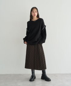 earth music&ecology 【洗濯機洗い可 / 選べる丈】アンチピリングC/A選べる丈配色ニット