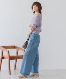 AMERICAN HOLIC モヘヤ風シアー半袖ニットトップス