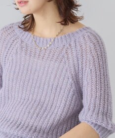 AMERICAN HOLIC モヘヤ風シアー半袖ニットトップス