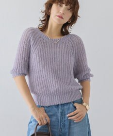 AMERICAN HOLIC モヘヤ風シアー半袖ニットトップス