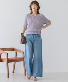 AMERICAN HOLIC モヘヤ風シアー半袖ニットトップス