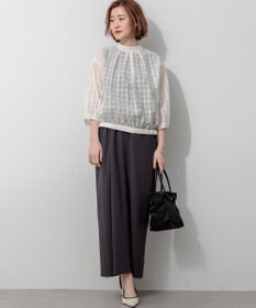 23区 シャドーシアーチェック 2WAY ブラウス