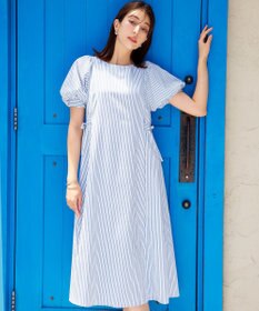 Tiaclasse 【洗える】バルーンスリーブサイドギャザーワンピース