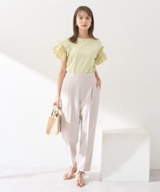 earth music&ecology 【接触冷感/洗濯機可】ギャザーフリルスリーブカットソー