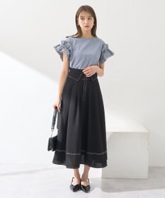 earth music&ecology 【接触冷感/洗濯機可】ギャザーフリルスリーブカットソー