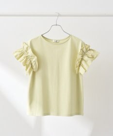 earth music&ecology 【接触冷感/洗濯機可】ギャザーフリルスリーブカットソー