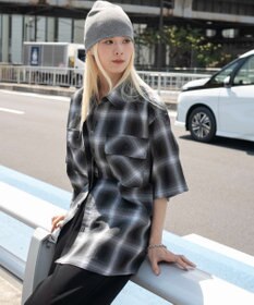 WEGO 【ユニセックス着用ITEM/SMLサイズ展開】オンブレチェックシャツ（SS）