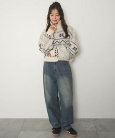 WEGO ノルディック柄ハーフジップニット