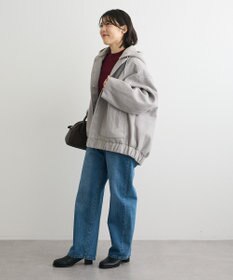 Green Parks ニットフード付きウーリーブルゾン