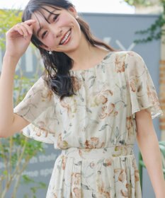 Tiaclasse 大花柄シフォンワンピース