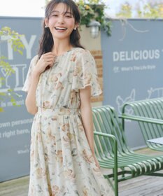 Tiaclasse 大花柄シフォンワンピース