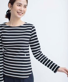 組曲 【ストレッチ・長袖】コットンフライス バスクTシャツ