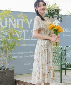 Tiaclasse 大花柄シフォンワンピース