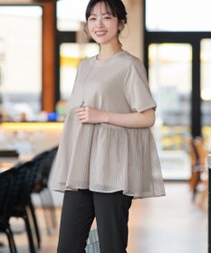 Tiaclasse 【おのののかさん着用】 「サマケア」ストライプチュール切り替えトップス