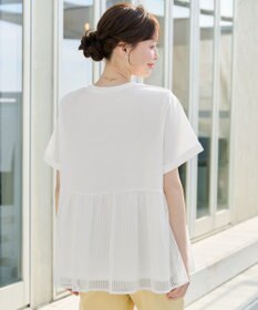 Tiaclasse 【おのののかさん着用】 「サマケア」ストライプチュール切り替えトップス