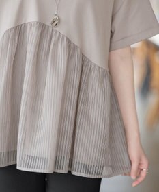 Tiaclasse 【おのののかさん着用】 「サマケア」ストライプチュール切り替えトップス