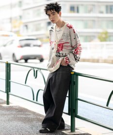 WEGO リラックスフィットパターンカーディガン