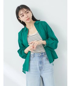 earth music&ecology コットンボイルギャザーシャツ