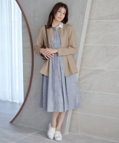 Tiaclasse L 【洗える】パール釦フレアシャツワンピース