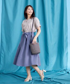 Tiaclasse L 【洗える】リボン付きフレアスカート