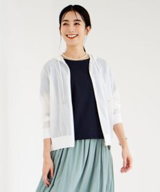 J.PRESS LADIES L 【洗える】シアーライトニット パーカー