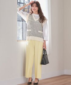 ANY SIS S 【洗える】フェイクパールストライプ ブラウス