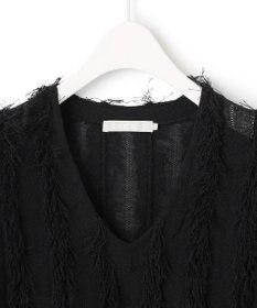 ICB L 【洗える】カットジャガード Vネックニット