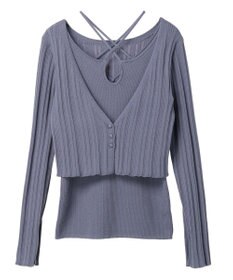 earth music&ecology ＳＥＴ２点ショートカーディガン＋レイヤードタンク