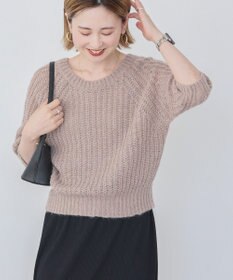 AMERICAN HOLIC モヘヤ風シアー半袖ニットトップス