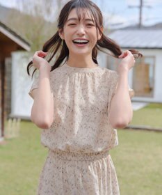 Tiaclasse 【洗える】花柄フレンチスリーブワンピース