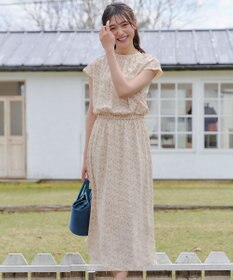 Tiaclasse 【洗える】花柄フレンチスリーブワンピース