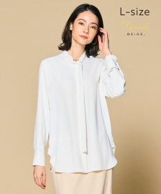 BEIGE， 【洗える・L-size】EVA / ボウタイロングスリーブブラウス