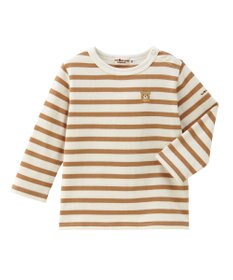 MIKI HOUSE HOT BISCUITS 【80-120cm】ボーダー柄 ワンポイント長袖Tシャツ