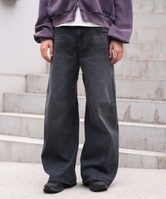 WEGO 【ウエスト調整可/SMLサイズ展開】ローライズカバーフィットフレアデニムパンツ