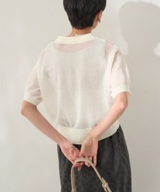 AMERICAN HOLIC ウォッシャブルシアーニット半袖ポロシャツ