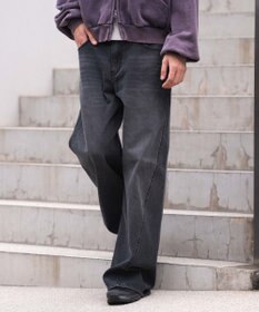 WEGO 【ウエスト調整可/SMLサイズ展開】ローライズカバーフィットフレアデニムパンツ