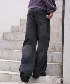WEGO 【ウエスト調整可/SMLサイズ展開】ローライズカバーフィットフレアデニムパンツ