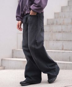 WEGO 【ウエスト調整可/SMLサイズ展開】ローライズカバーフィットフレアデニムパンツ