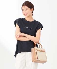 ANY SIS サテンコンビロゴ Tシャツ