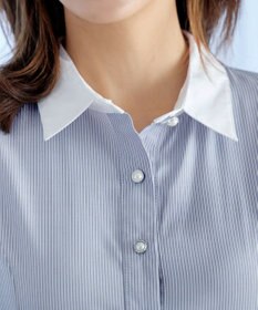 Tiaclasse L 【洗える】パール釦フレアシャツワンピース