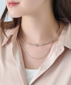 Phoebe ノットラインレイヤードチョーカー　シルバー/ネックレス/ネックカフ/36cm