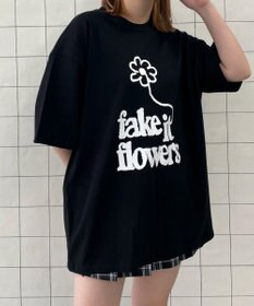 WEGO fake　it　flowersビッグT