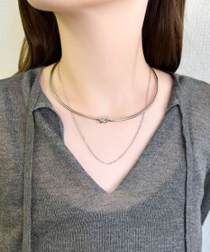 Phoebe ノットラインレイヤードチョーカー　シルバー/ネックレス/ネックカフ/36cm