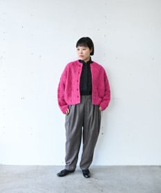 muuc 〈うっとり柔らか上質な極細繊維〉〈キッドモヘア×ウール×アルパカ×シルク〉リーフ模様編み カーディガン