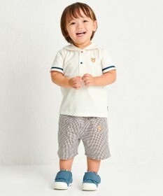 MIKI HOUSE HOT BISCUITS 【70-110cm】 くま耳 セーラーカラー半袖Tシャツ
