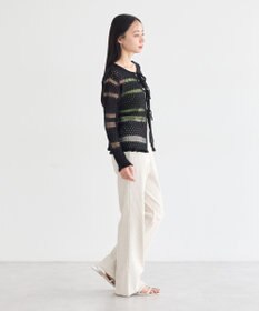 earth music&ecology シアーボーダーニットカーディガン