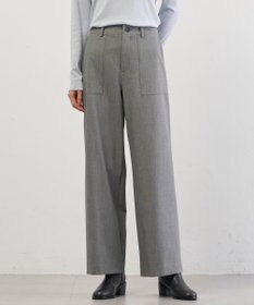 J.PRESS LADIES S シャンブレー2wayストレッチ ワイド ストレート パンツ