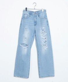 WEGO ダメージデニムワイドパンツ